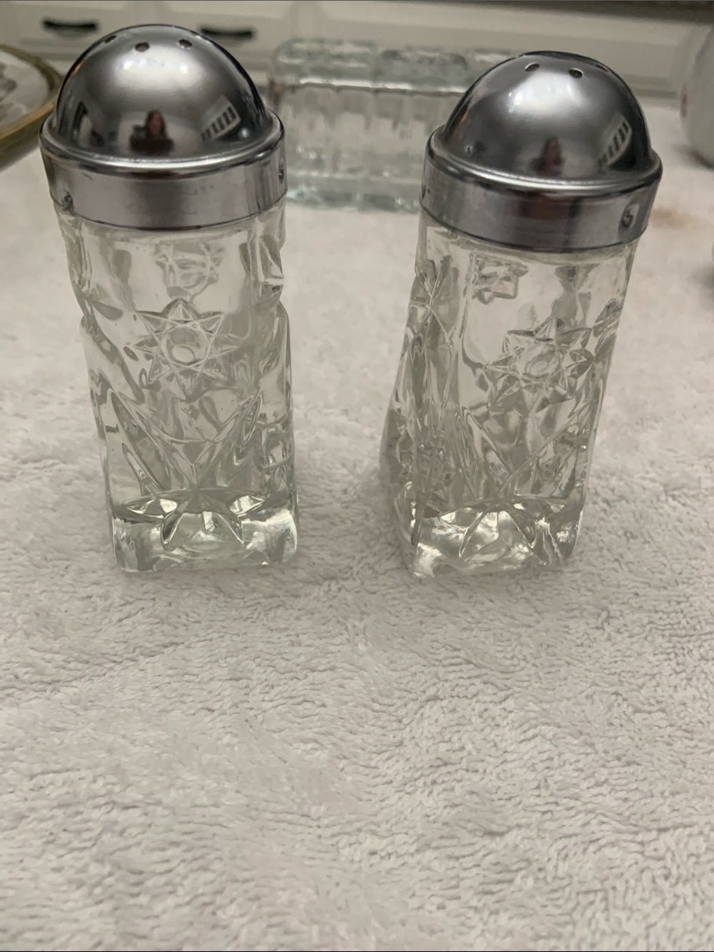 Anchor Hocking Clear Glass Salt and Pepper Shakers with Silver Tops